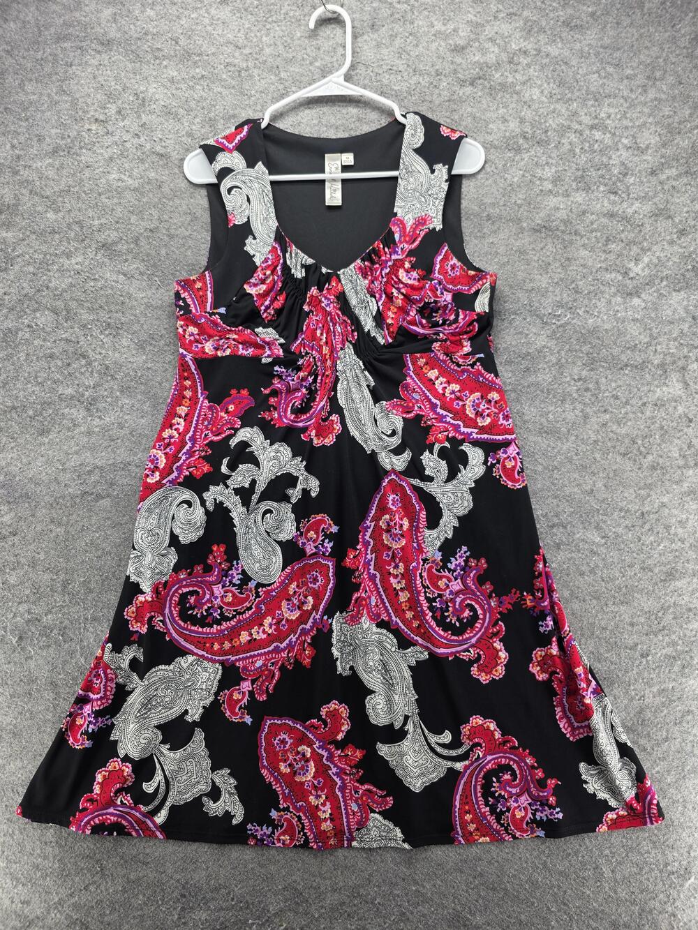 Emma & Michele Dress Womens 14 Multicolor Paisley A-Line Sleeveless V-Neck Short